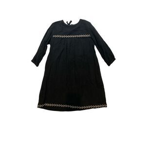 Polder Girl Black Long Sleeve Dress with Embroidered Trim Kids Size 6‎